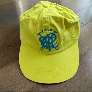 Ralph Lauren Neon Yellow Cap with Blue Embroidered Iconic Logo